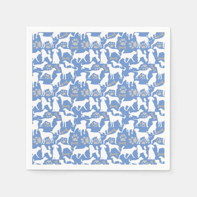 Dog silhouette Pattern.White.03 Lblue BG Napkin (Front)