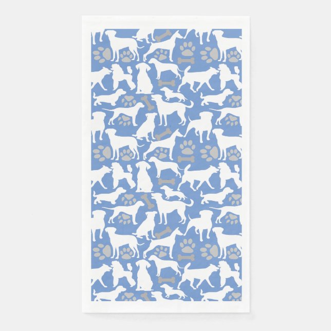 Dog silhouette Pattern.White.03 Lblue BG Napkin (Front)