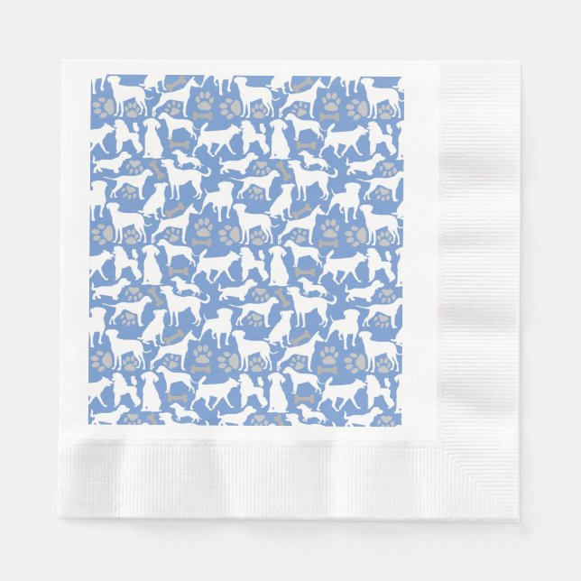 Dog silhouette Pattern.White.03 Lblue BG Napkin (Front)
