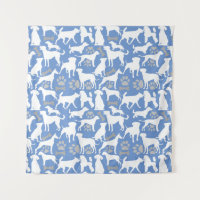 Dog silhouette Pattern.White.03 Lblue BG