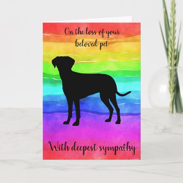 Dog silhouette rainbow photo pet sympathy card (Front)