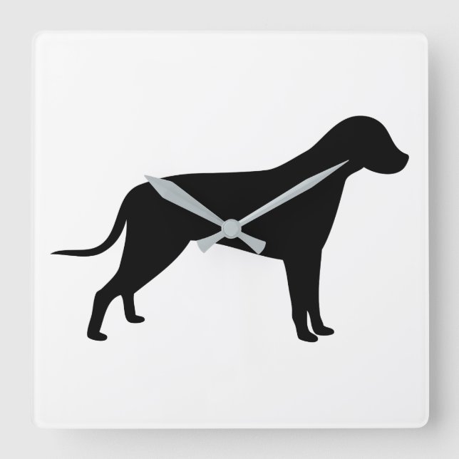 Dog Silhouette Square Wall Clock (Front)