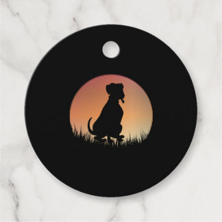 Dog Silhouette Sunset Favour Tags