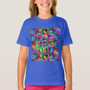 Dog Silhouettes Creating Colorful Grid Pattern T-Shirt