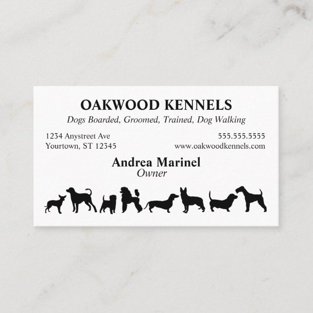 Dog Silhouettes Pet Services Business Card (Front)