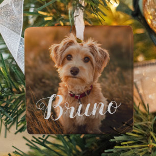 Dog Simple Name Christmas Script Ornament