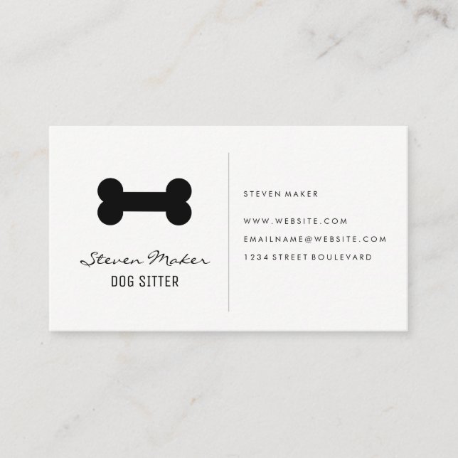 Dog Sitter | Dog Bone Icon Business Card (Front)