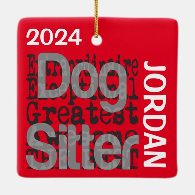 Dog Sitter Extraordinaire CUSTOM Ceramic Ornament (Back)