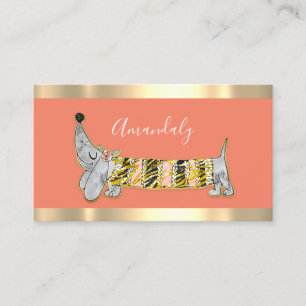 Dog Sitter Pet Fashion Boutique Care Basset Coral Business Card