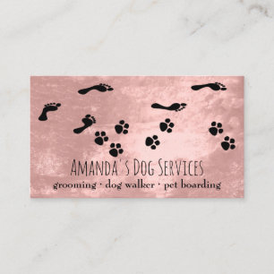 Dog Sitter Pet Services Grooming Paw Path Blush Business Card