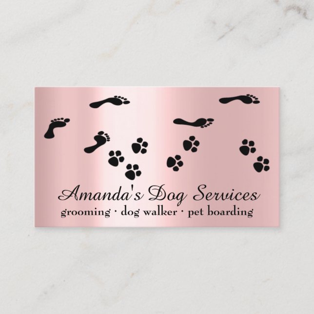 Dog Sitter Pet Services Grooming Paw Path Classy Business Card (Front)