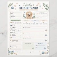 Dog Sitter Pet Sitting Boarding Daily Report Card