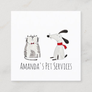 Dog Sitter Sitter Pet Service Grooming Cute Sweet Square Business Card