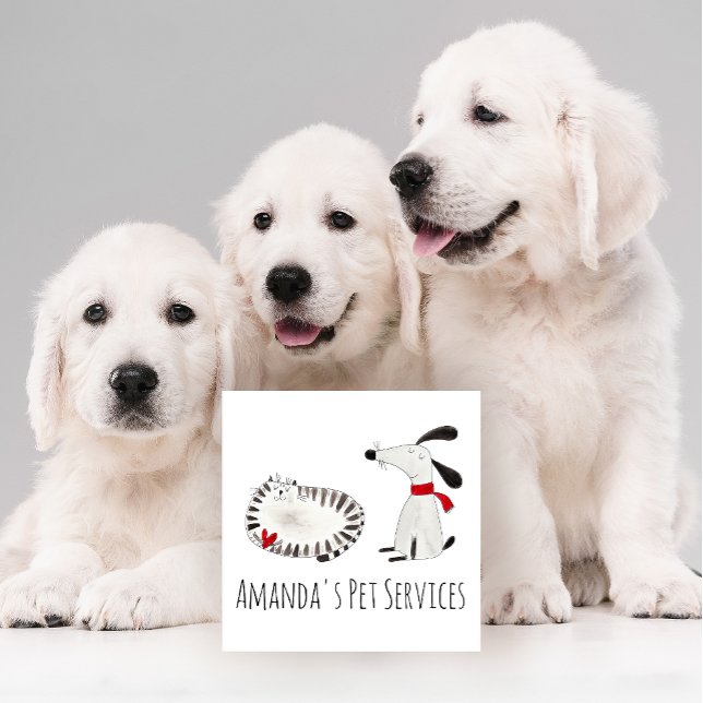 Dog Sitter Sitter Pet Service Grooming Cute Sweet Square Business Card (Creator Uploaded)