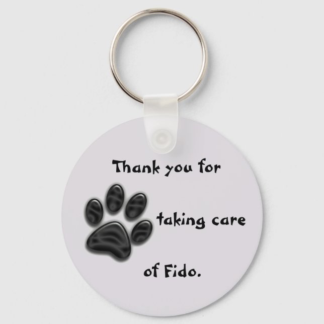 Dog Sitter Thank You Paw Print Appreciation Key Ring (Front)