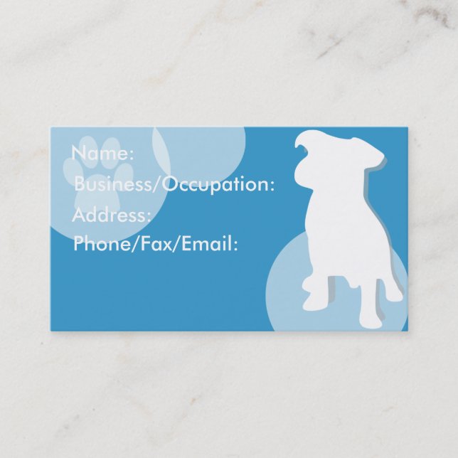 Dog Sitter/Walker Buisness Cards (Front)