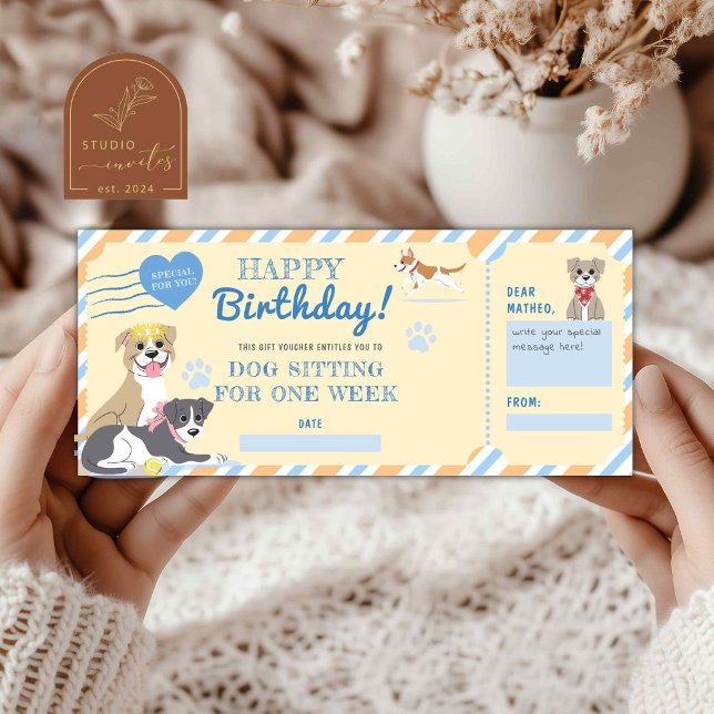 Dog Sitting Birthday Gift Voucher (Creator Uploaded)