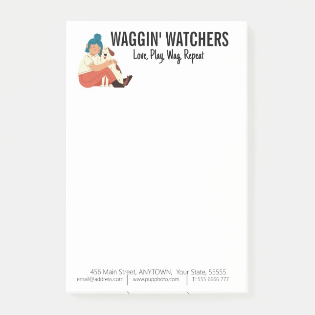Dog Sitting Business Custom  Post-it Notes (Front)