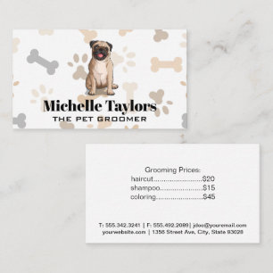Dog Sitting Dog Paw Bones Pattern Business Card