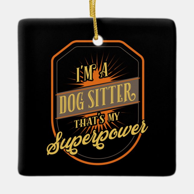 Dog Sitting Dog Sitter Ceramic Ornament (Front)