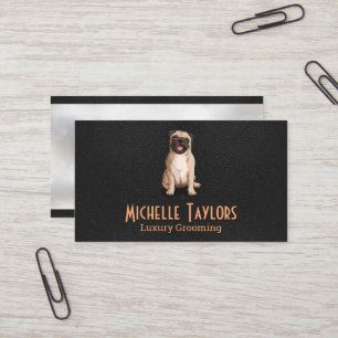 Dog Sitting Grooming Leather Business Card