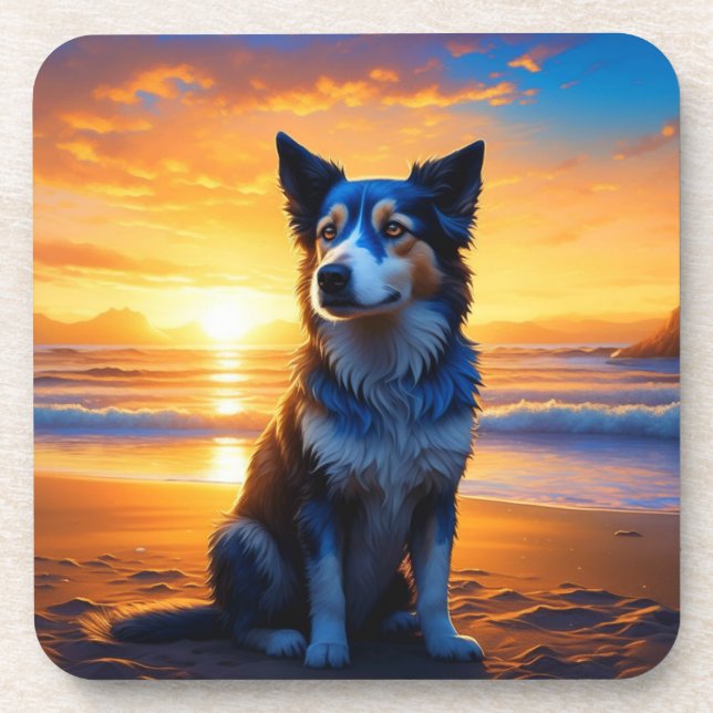 Dog sitting on Ocean Beach at Sunset Coaster (Front)