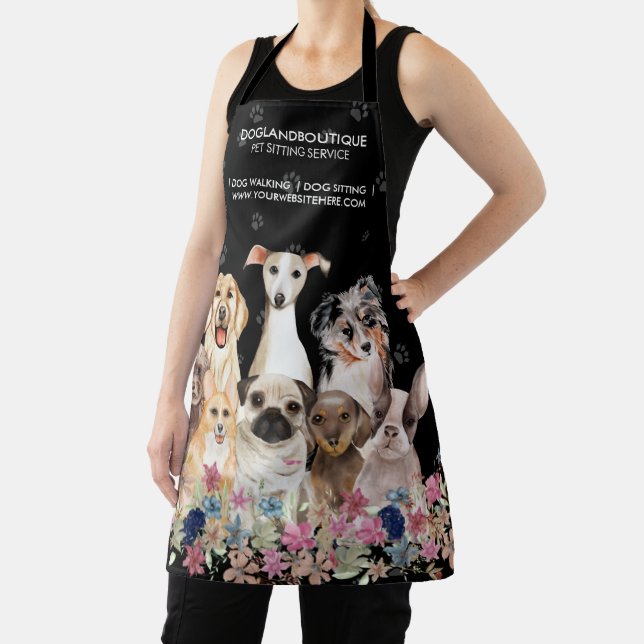 Dog Sitting Service Pet Groomer Floral Veterinary Apron (Insitu)