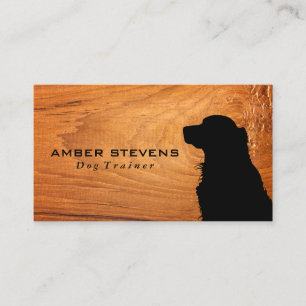Dog Sitting Silhouette Wood Business Card