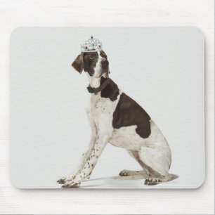 Dog sitting with a tiara on head mouse pad