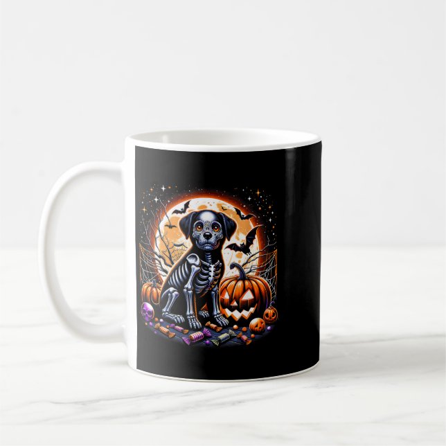 Dog Skeleton Halloween Coffee Mug (Left)