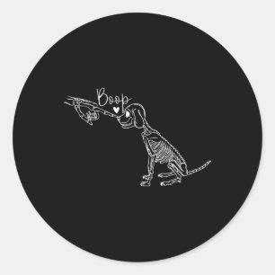 Dog Skeleton Hand Boop Halloween Puppy Dog Lover G Classic Round Sticker