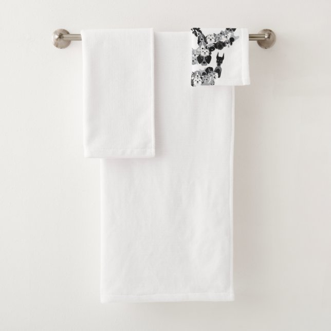 Dog Skull - Creepy Puppy Skeleton - Halloween Part Bath Towel Set (Insitu)