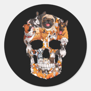 Dog Skull Dogs Paw Lover Halloween Costume Men Classic Round Sticker