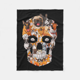 Dog Skull Dogs Paw Lover Halloween Dog Skeleton  Fleece Blanket