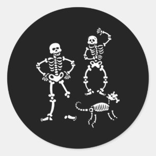 Dog Skull Skeleton Running Halloween Costume Party Classic Round Sticker