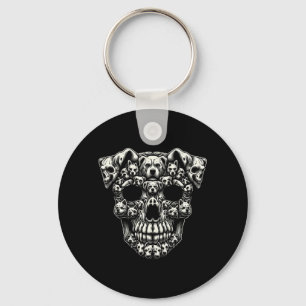 Dog Skull X-Ray Halloween Skeleton Black Long Key Ring