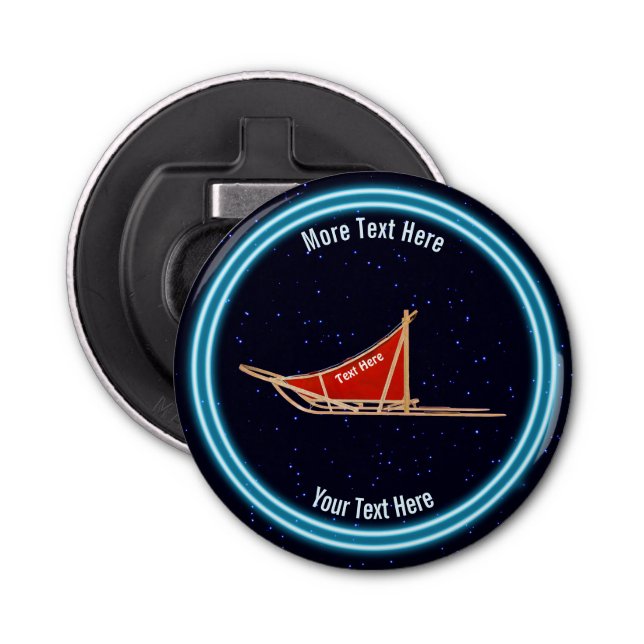Dog Sled On Stars Bottle Opener (Front)