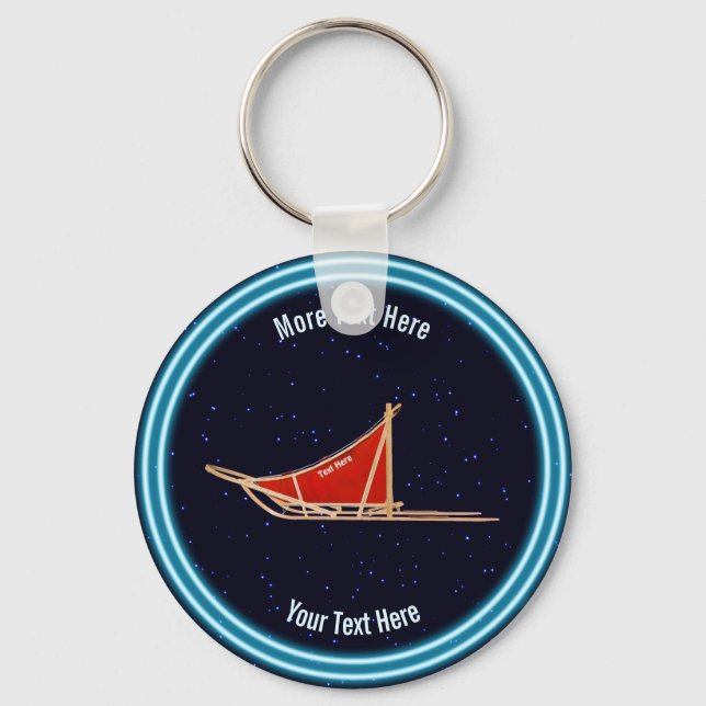 Dog Sled On Stars Key Ring (Front)