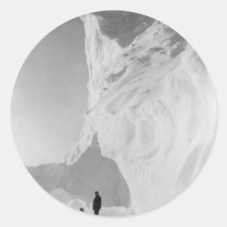 Dog Sled Team Resting by Iceberg Classic Round Sticker