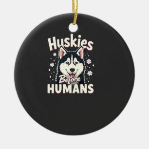 Dog Sledding Mushing Adventure Husky Team Winter   Ceramic Tree Decoration