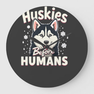 Dog Sledding Mushing Adventure Husky Team Winter Large Clock