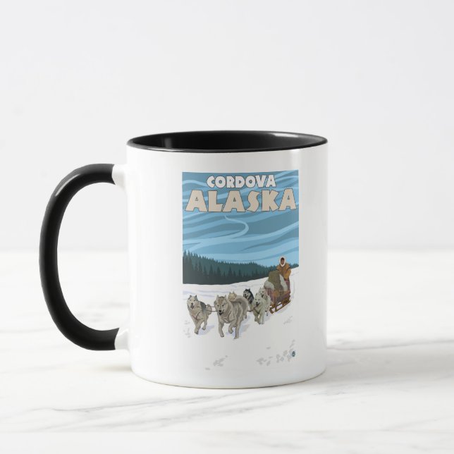 Dog Sledding Scene - Cordova, Alaska Mug (Left)