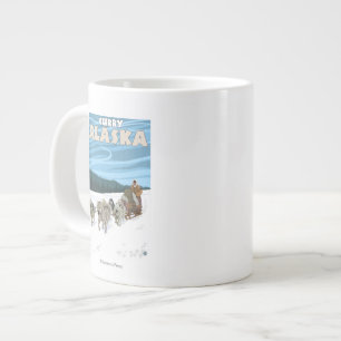 Dog Sledding Scene - Curry, Alaska Large Coffee Mug