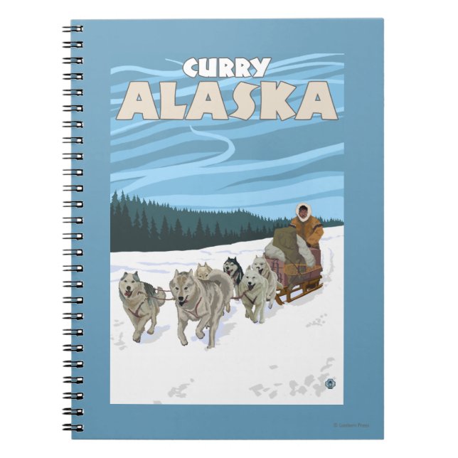 Dog Sledding Scene - Curry, Alaska Notebook (Front)