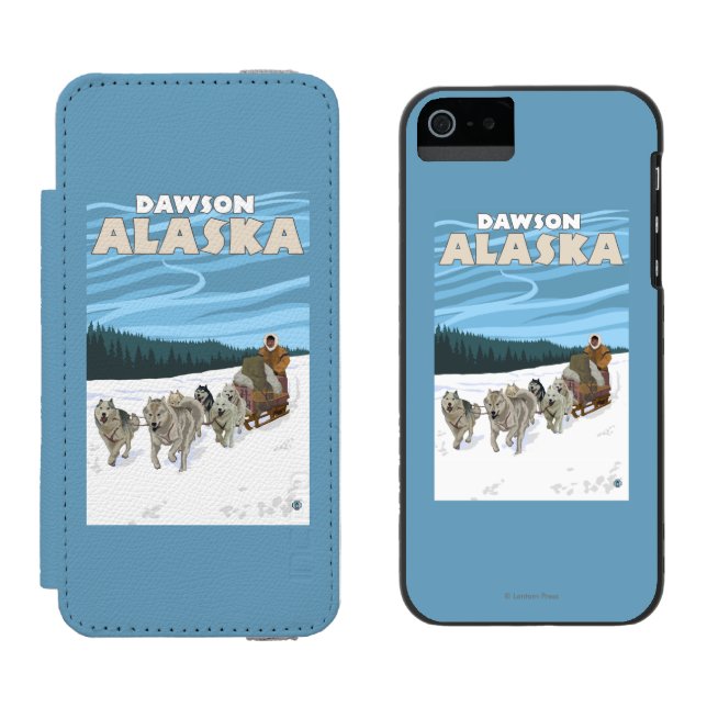 Dog Sledding Scene - Dawson, Alaska Incipio iPhone Wallet Case (Side by Side)