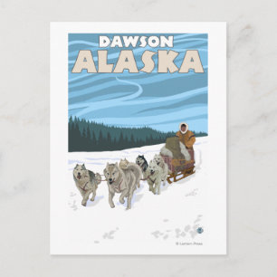 Dog Sledding Scene - Dawson, Alaska Postcard