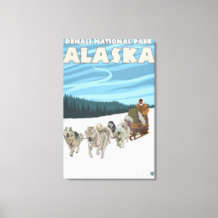 Dog Sledding Scene - Denali Nat'l Park, Alaska Canvas Print