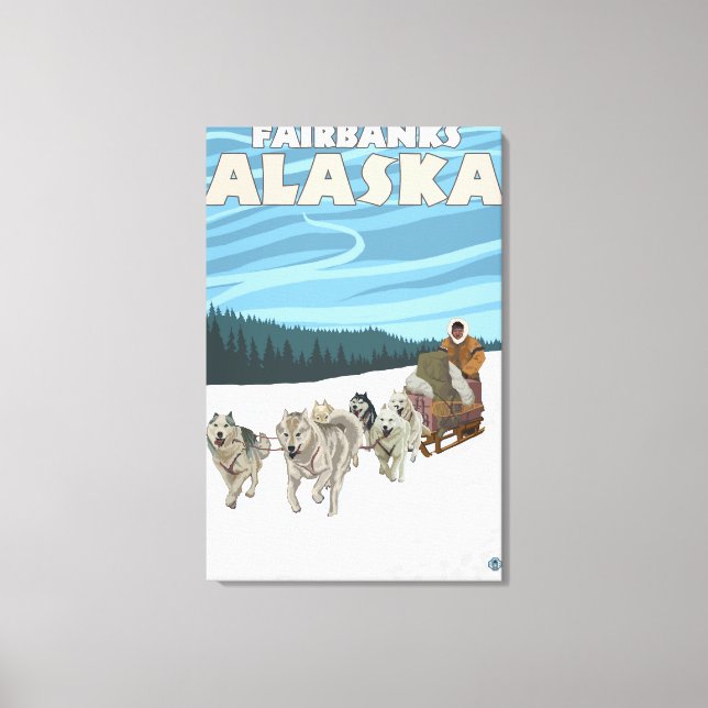Dog Sledding Scene - Fairbanks, Alaska Canvas Print (Front)