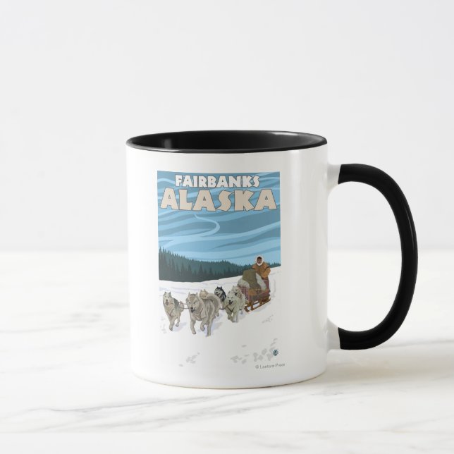 Dog Sledding Scene - Fairbanks, Alaska Mug (Right)