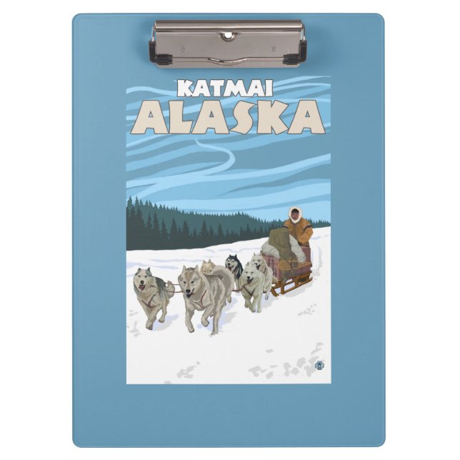 Dog Sledding Scene - Katmai, Alaska Clipboard (Front)